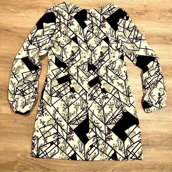 WAYF HENDRIX PRINT V-NECK ABSTRACT FLORAL LONG SLEEVE SHEATH DRESS M NWT - Picture 6 of 17